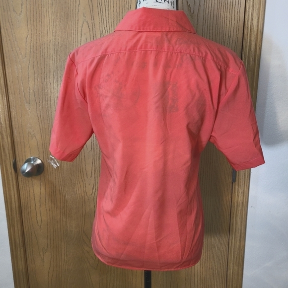 That's Me Vintage 90s Button Up Rose Embroidered Coral Top - Picture 2 of 3